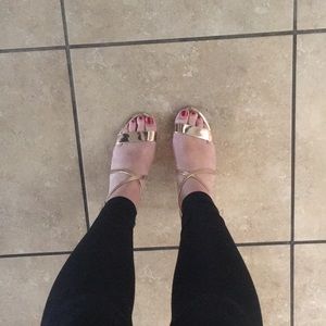 Rose gold heels.